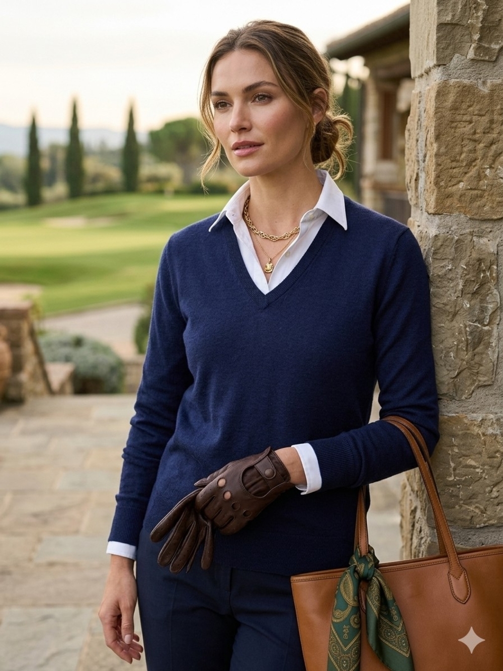 NWT Ralph Lauren Navy Merino Wool V-Neck Sweater Women's Small Classic Preppy